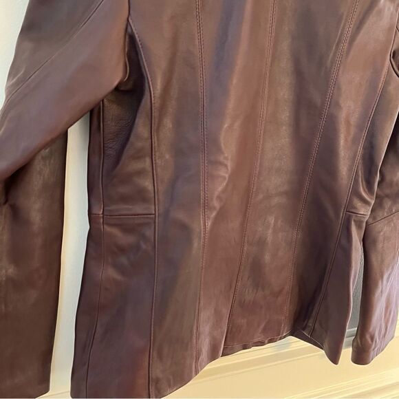 Cole Haan Wing Collar Lambskin Leather Jacket, in Chianti Womens Size XS, NWT - Picture 9 of 12